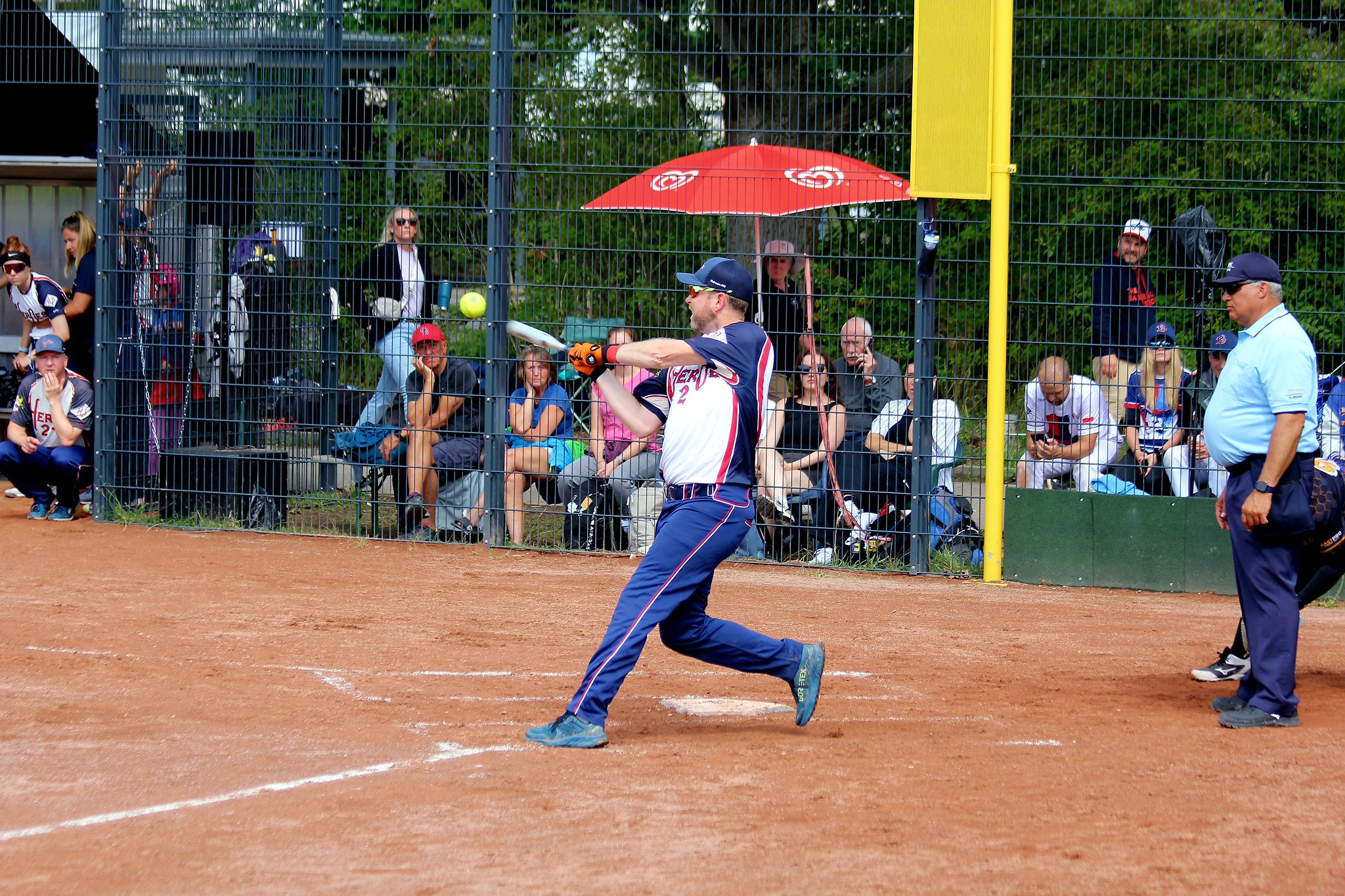 Mike MacDowell hitting for H2O slowpitch softball.