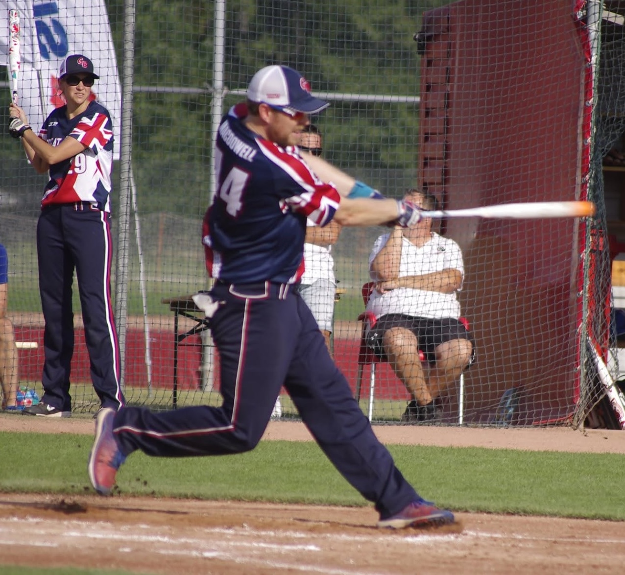 Mike MacDowell hitting for Great Britain slowpitch.